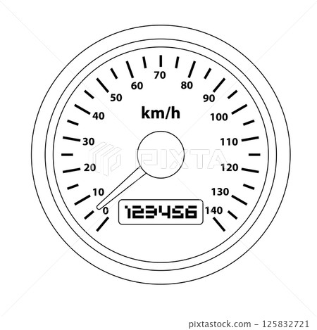 Speedometer Outline Icon Illustration on Isolated White Background 125832721