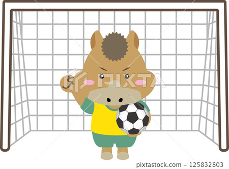 [Guardian of the Year of the Horse, Striker] Illustration of a soccer horse kicking the ball acrobatically | Zodiac, Sports, Characters 125832803