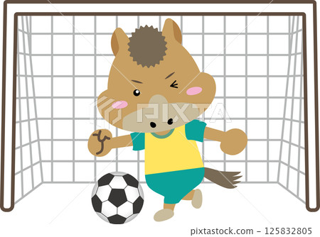 [Guardian of the Year of the Horse, Striker] Illustration of a soccer horse kicking the ball acrobatically | Zodiac, Sports, Characters 125832805