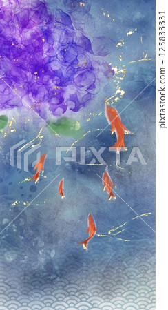 Moonlit Hydrangeas and Goldfish Moonlit Hydrangeas and Goldfish 125833331