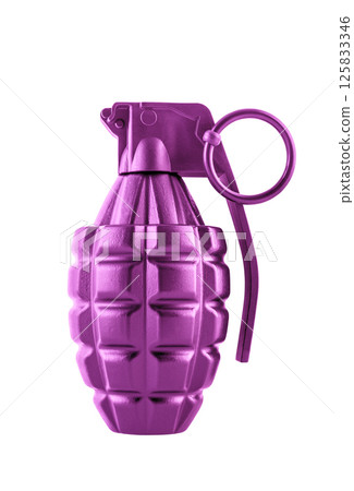 Pink hand grenade isolated on white background with clipping path Pink hand grenade isolated on white background with clipping path 125833346