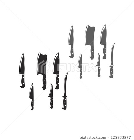 Kitchen knives icon set Kitchen knives icon set 125833877