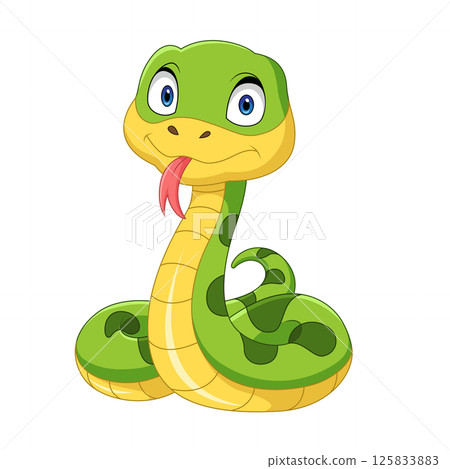 Cartoon anaconda snake on white background 125833883