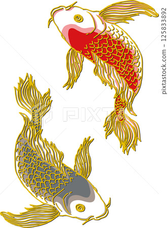 兩條鯉魚_黑鯉朝下_紅鯉朝上_Finny 125833892