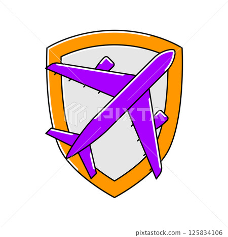 Airplane insurance icon. Air travel and tourism item. 125834106