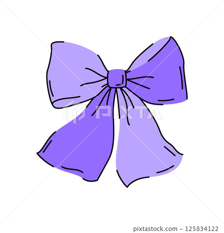 Satin bow illustration. Ribbon with knot for gift card and design. 125834122