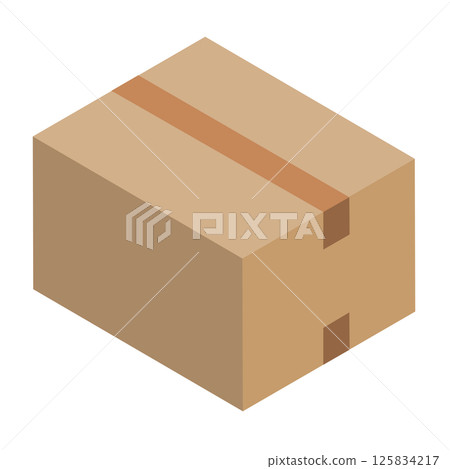 Closed cardboard box isometric 125834217