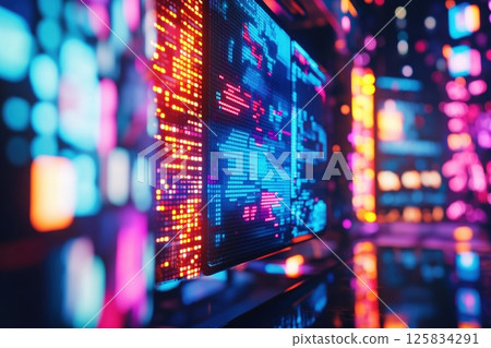 Pixelated nft collectible car with vibrant digital art display 125834291