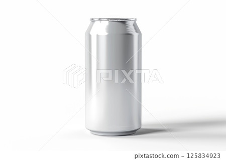 Blank Aluminum Soda Can on White Background for Brand Mockup 125834923