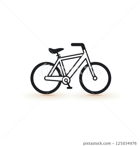 Simplified Bicycle Line Art on White 125834976