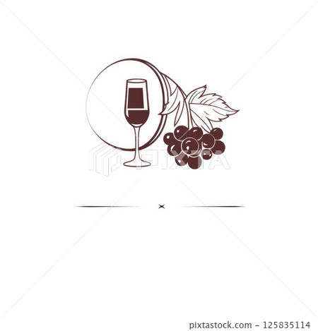 minimalistic graphic logo of wine glass on white background minimalistic graphic logo of wine glass on white background 125835114