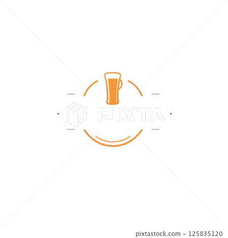 Simple graphic logo glass of beer on white background. 125835120