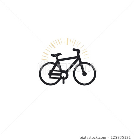 Bicycle Silhouette with Mountain Wheels 125835121