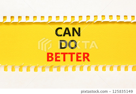 Can do better symbol. Concept words Can do better on beautiful yellow paper on clothespin. Beautiful white paper background. Business and can do better concept. Copy space. 125835149