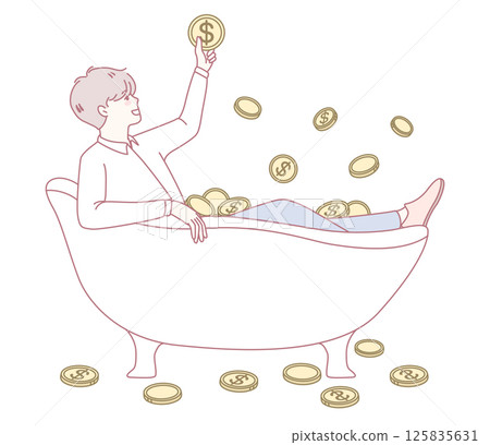 Relaxing in Wealth A Playful and Colorful Depiction Exploring Abundance and Enjoyment in Life Relaxing in Wealth A Playful and Colorful Depiction Exploring Abundance and Enjoyment in Life 125835631