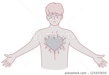 Illustration depicting the deep sadness and heartbreak experienced by a young man 125835650