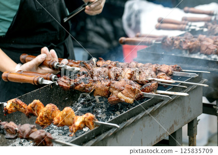 Grilled Meat Skewers Street Food 125835709