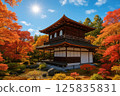 京都銀閣寺的楓葉秋葉 125835831