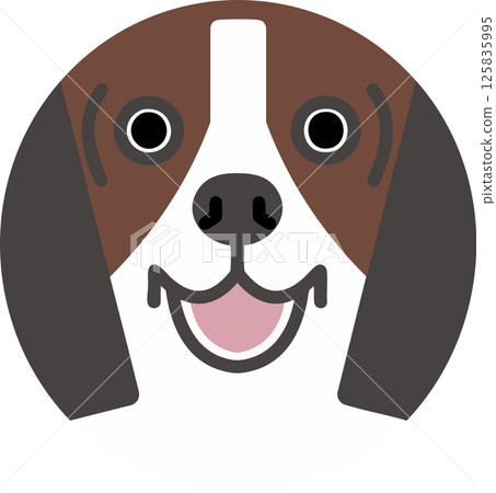 微笑的小獵犬圓形插圖 微笑的小獵犬圓形插圖 125835995