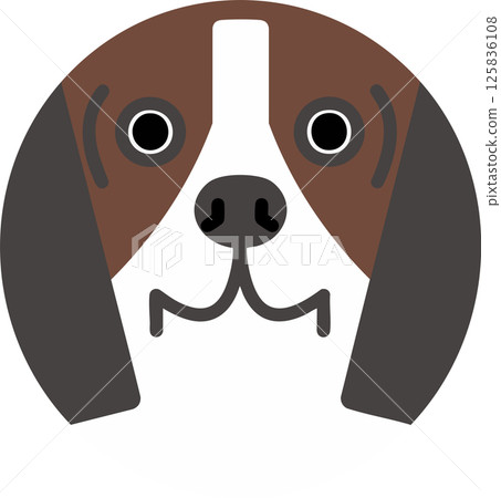 悶悶不樂的小獵犬的圓形插圖 125836108