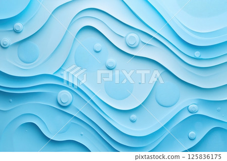 Abstract water ripple design with circles and text shapes in topaz blue 125836175