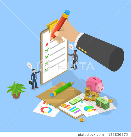 3D Isometric Flat Vector Illustration of Company Audit, Quality Assurance Concept 125836373