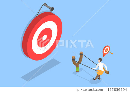 3D Isometric Flat Vector Illustration of Business Success, Concept Of A Businessman Ready To Launch 125836394