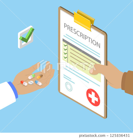 3D Isometric Flat Vector Illustration of Healthcare And Pharmacy, Drug and Supplements Medication 125836431