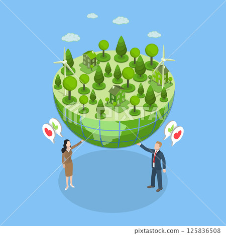 3D Isometric Flat Vector Illustration of Ecology and Environmental Protection, Promoting Environmental Awareness And Mother Earth Care 125836508
