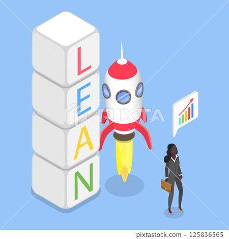 3D Isometric Flat Vector Illustration of LEAN Concept , Successful Startup Methodology 125836565
