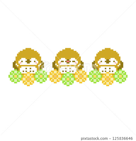 花朵和貓頭鷹像素藝術 125836646