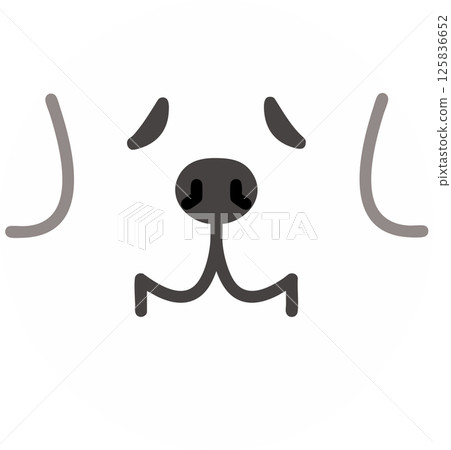 A round illustration of a sulky Great Pyrenees 125836652