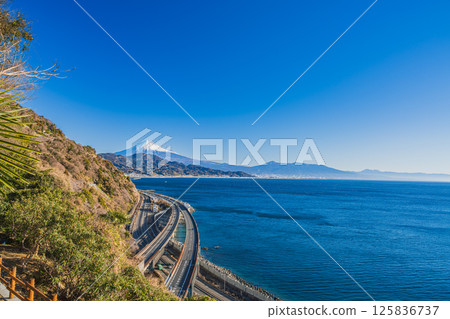 Mount Fuji and Suruga Bay as seen from Satta Pass in Shizuoka City (Shizuoka Prefecture) Mount Fuji and Suruga Bay as seen from Satta Pass in Shizuoka City (Shizuoka Prefecture) 125836737