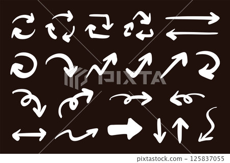 Vector pen hand drawn arrows set on white 125837055