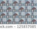 Seamless pattern with umbrellas and rain drops 125837085