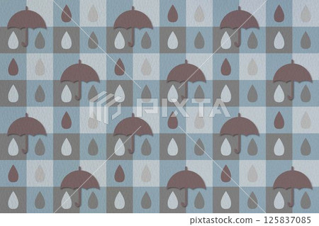 Seamless pattern with umbrellas and rain drops 125837085