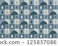 Seamless pattern with umbrellas and rain drops 125837086