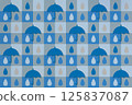 Seamless pattern with umbrellas and rain drops 125837087