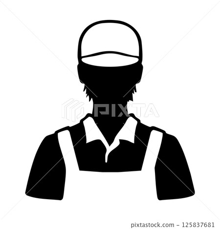 Restaurant employee male silhouette illustration (black) 125837681