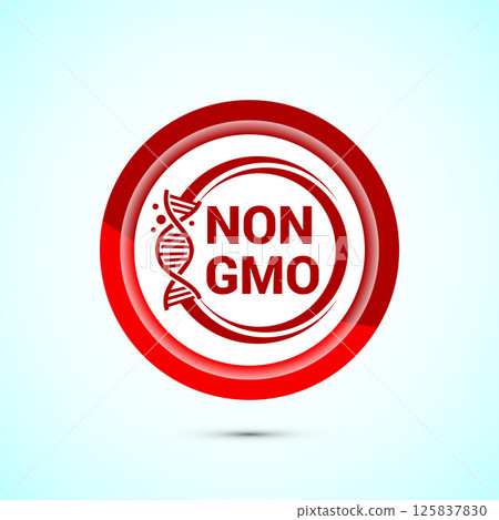 Non gmo icon design illustration, GMO free food label, Organic healthy food sign, Button design Non gmo icon design illustration, GMO free food label, Organic healthy food sign, Button design 125837830