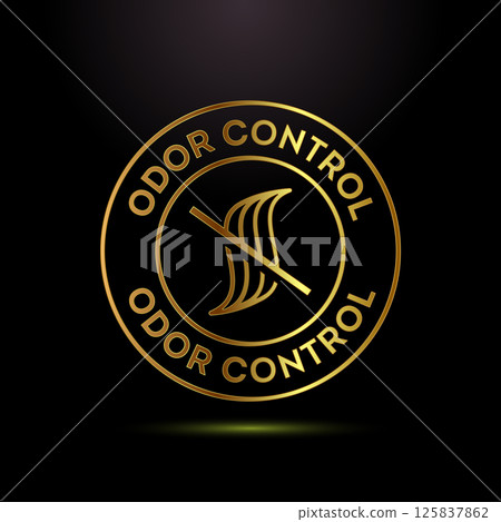 Odor control icon design illustration. Anti bad smell icon, Odor free label badge in gold color style Odor control icon design illustration. Anti bad smell icon, Odor free label badge in gold color style 125837862