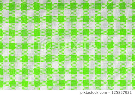 Green and white checkered, pattern, design, cotton fabric for sewing, texture background Green and white checkered, pattern, design, cotton fabric for sewing, texture background 125837921