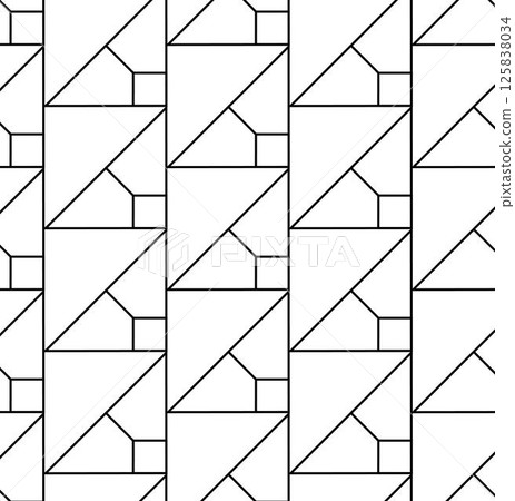 Hexagonal and triangular texture. Geometry seamless pattern. Vector graphic line illustration. Black and white abstract background for banners, print for fabric, labels, t-shirt printing. 125838034