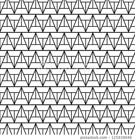 Triangles Geometry seamless pattern. Vector graphic line illustration. Black and white abstract For poster, party invitation, backdrop, ad, sale promotion, print for t-shirt 125838046