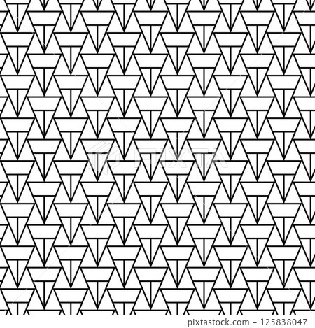 Triangles Geometry seamless pattern. Vector graphic line illustration. Black and white abstract background for banners, print for fabric, labels, t-shirt printing. 125838047