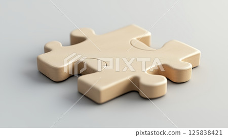 Beige Puzzle Pieces Interlocking on Gray Background 125838421