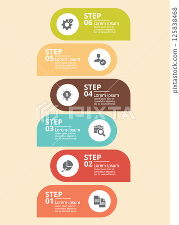 Infographic diagram showing steps of business, education, experiment process for background of report or presentation and more Infographic diagram showing steps of business, education, experiment process for background of report or presentation and more 125838468
