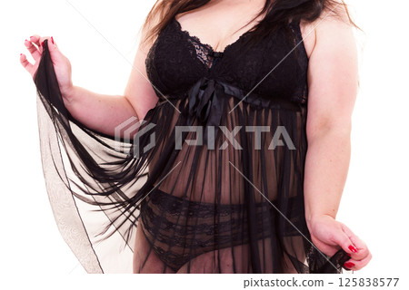 Woman plus size in lace lingerie set Woman plus size in lace lingerie set 125838577