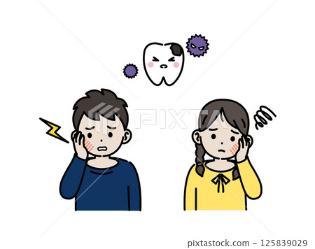 孩子因蛀牙而牙痛的插圖 孩子因蛀牙而牙痛的插圖 125839029