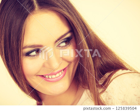 Portrait of happy, positive attractive woman 125839504